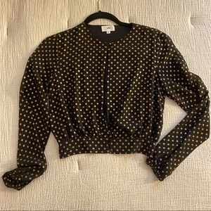 LPA Top 42 - Crop Top Black & Gold with keyhole front long sleeves Size XS